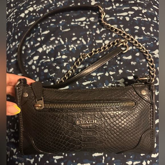 Coach Handbags - Coach Black Leather crossbody with Gun metal chain strap